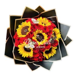Buchón de Girasoles y Rosas Rojas 10