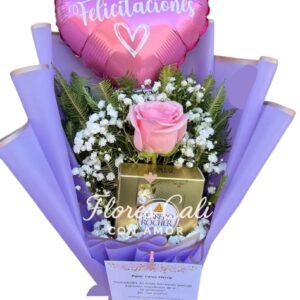Bouquet con Rosa rosada y Chocolates Ferrero 20