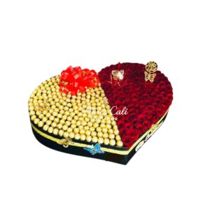 Caja Corazón de Rosas Rojas y Chocolates Ferrero 27