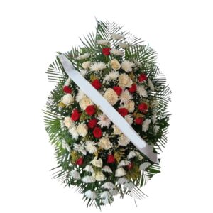 Corona Fúnebre de Rosas Rojas y Blancas 01