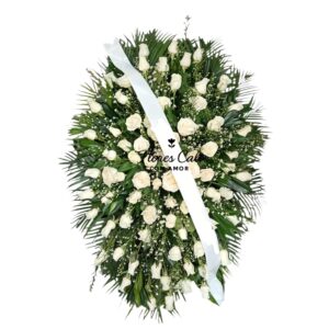 Corona fúnebre con rosas Blancas 10