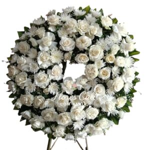 Rola fúnebre con rosas Blancas 11
