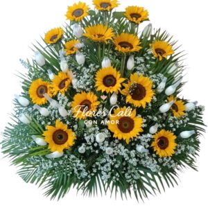 Abanico floral con girasoles y Crisantemos 12