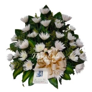 Arreglo Fúnebre con Crisantemo Blanco 08