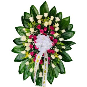 Arreglo Fúnebre de Rosas Blancas y Rosadas 15