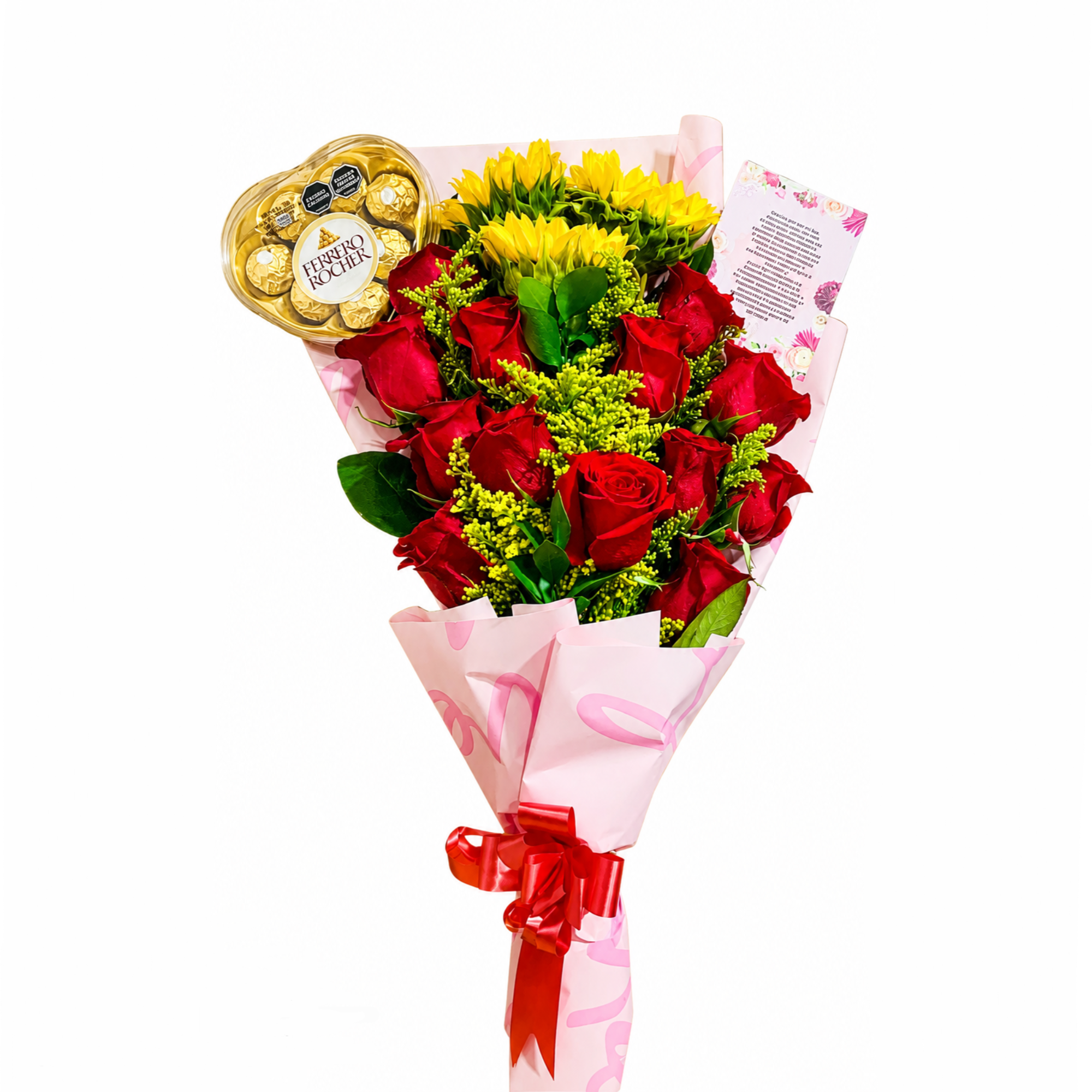 Buquet de Rosas Rojas y Girasoles 38