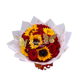 Bouquet Rosas Rojas y Girasoles 42