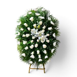 Corona Fúnebre de Rosas Blancas y Lirios 53