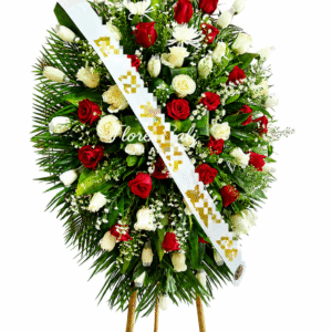 Corona Fúnebre de Rosas Rojas y Blancas 54